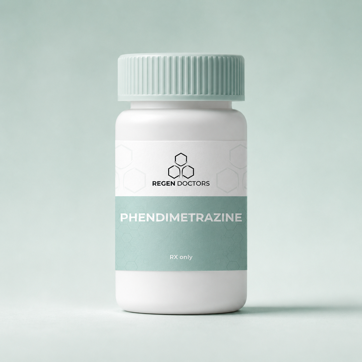 Phendimetrazine prescription pill bottle with green label