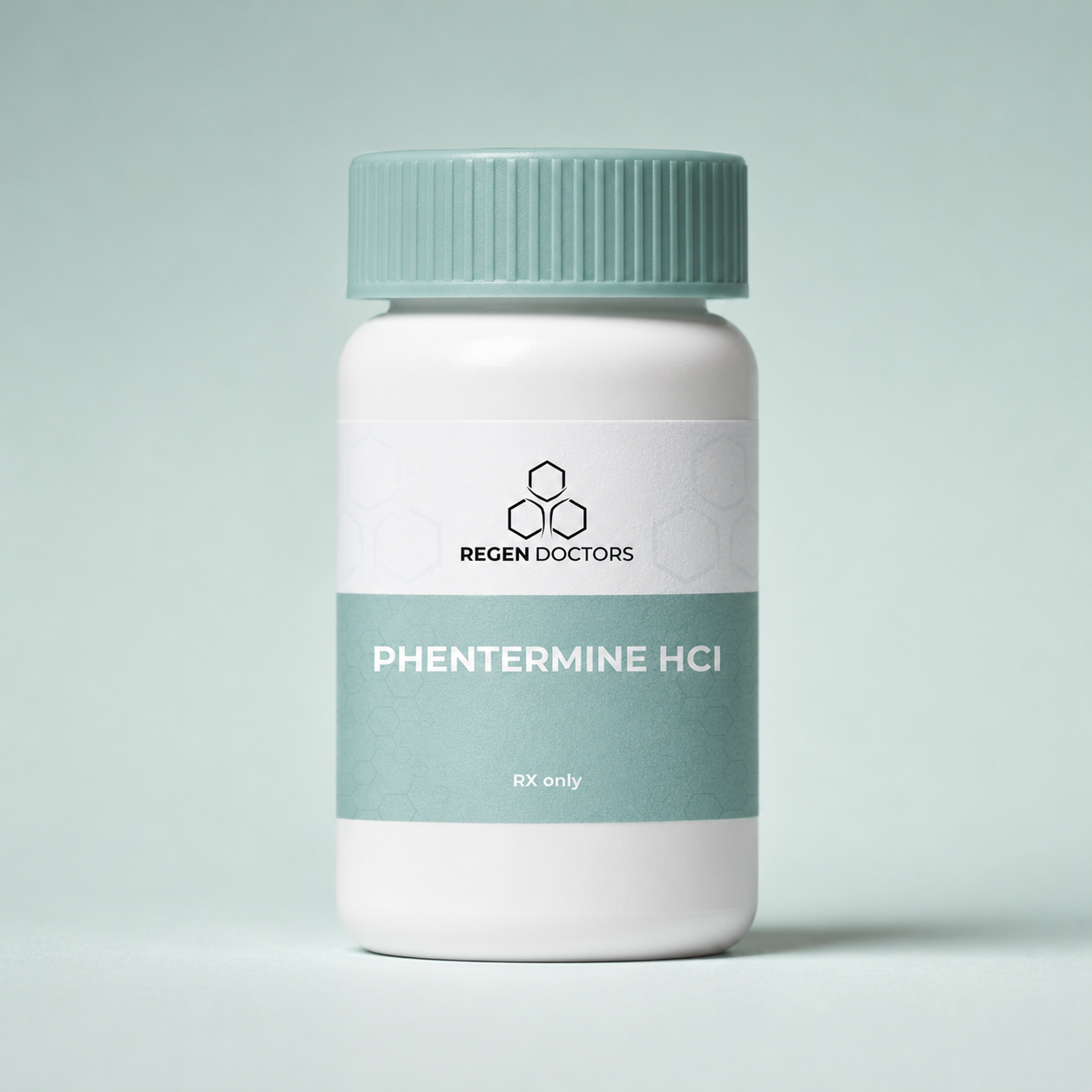 Prescription bottle labeled Phentermine HCl RX only
